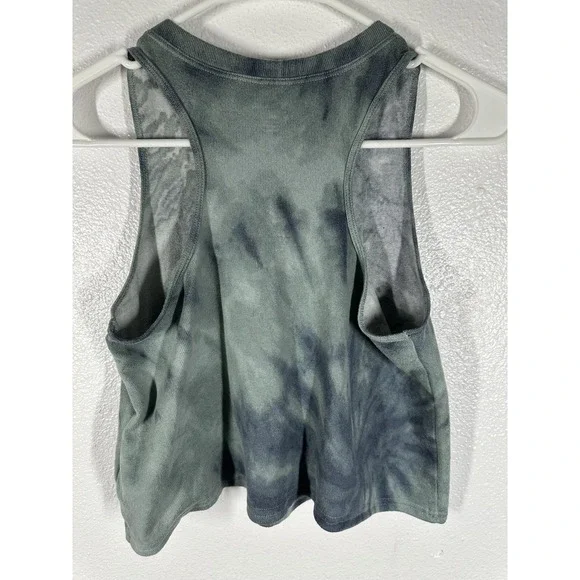 Gilly Hicks Tank Top Womens XS Green Tie Dye Ribbed Cropped Split Neck Racerback - Picture 2 of 7
